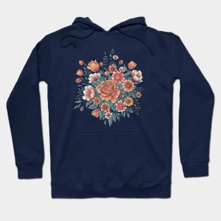 Roses Pattern. Hand Drawn Floral Illustration in Retro Style. Hoodie